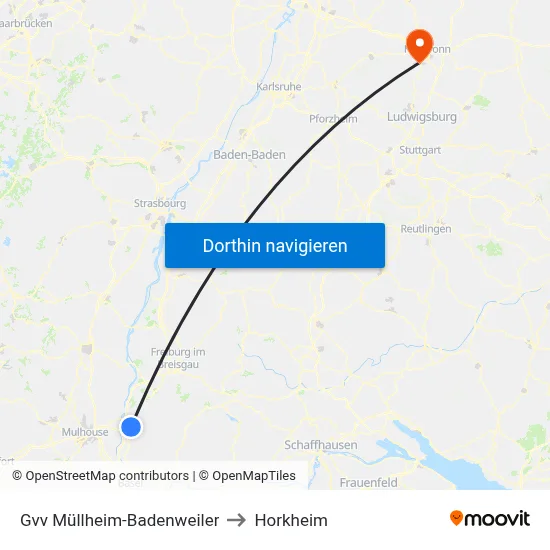 Gvv Müllheim-Badenweiler to Horkheim map