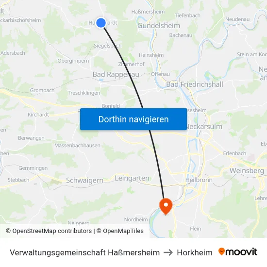 Verwaltungsgemeinschaft Haßmersheim to Horkheim map