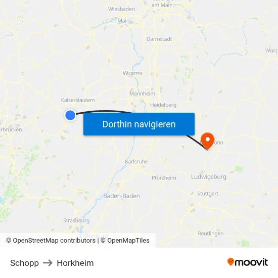 Schopp to Horkheim map