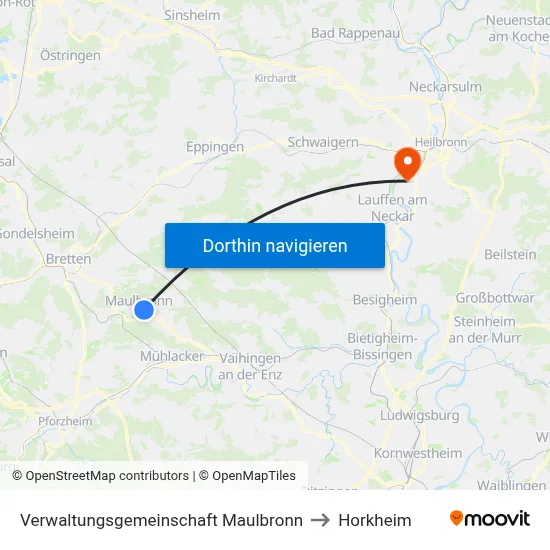 Verwaltungsgemeinschaft Maulbronn to Horkheim map