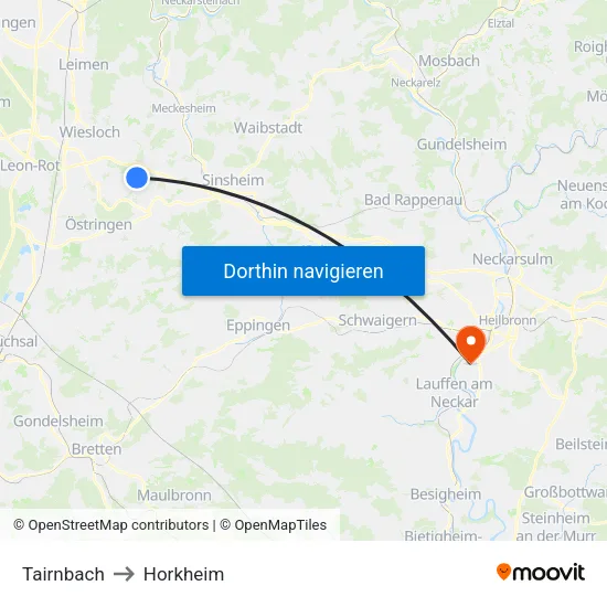Tairnbach to Horkheim map
