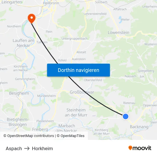 Aspach to Horkheim map