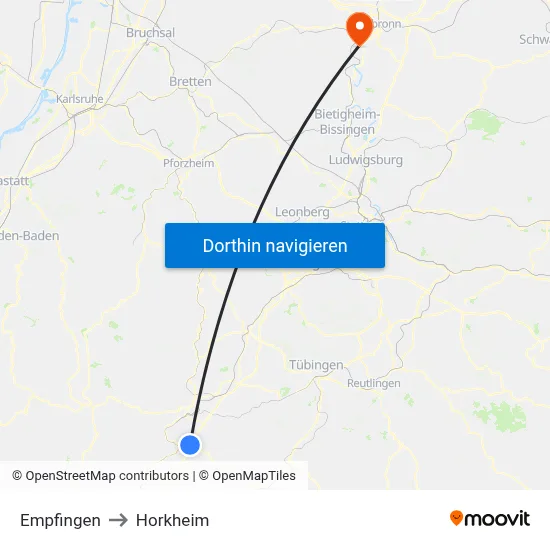 Empfingen to Horkheim map
