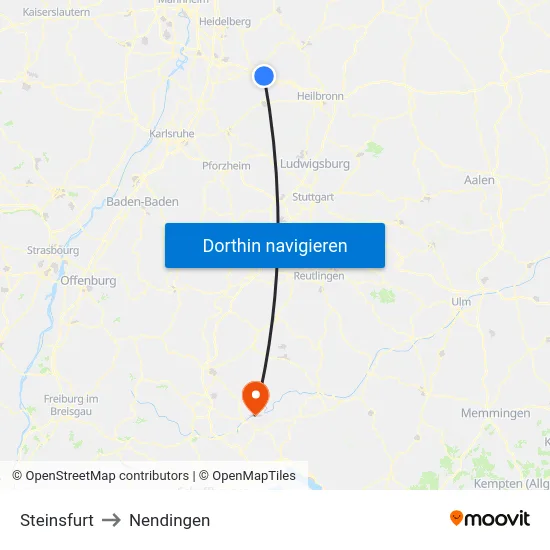 Steinsfurt to Nendingen map