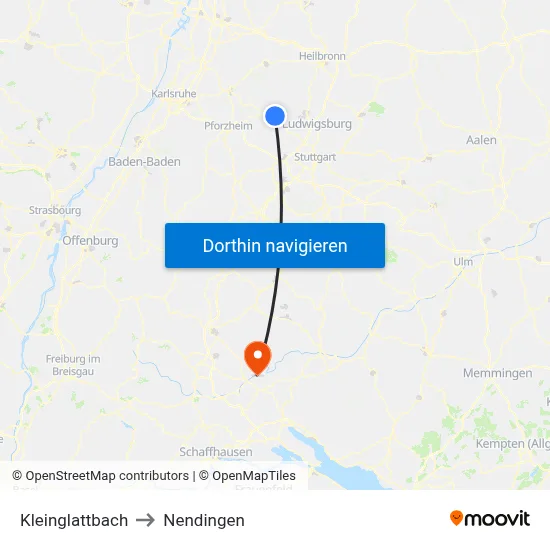Kleinglattbach to Nendingen map