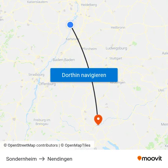 Sondernheim to Nendingen map