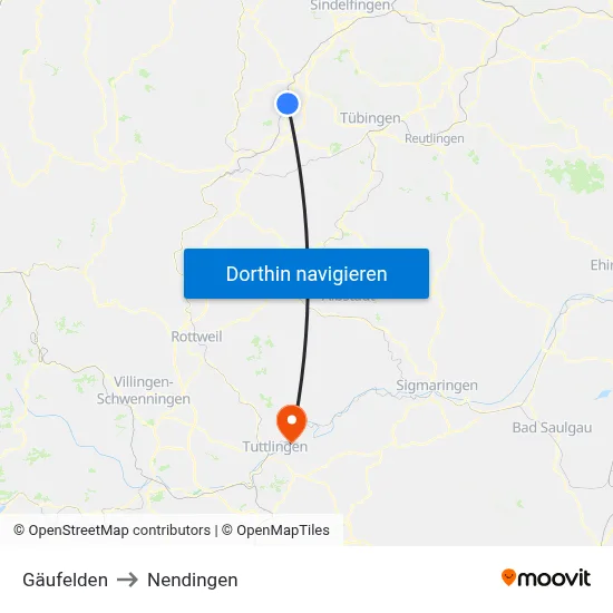 Gäufelden to Nendingen map