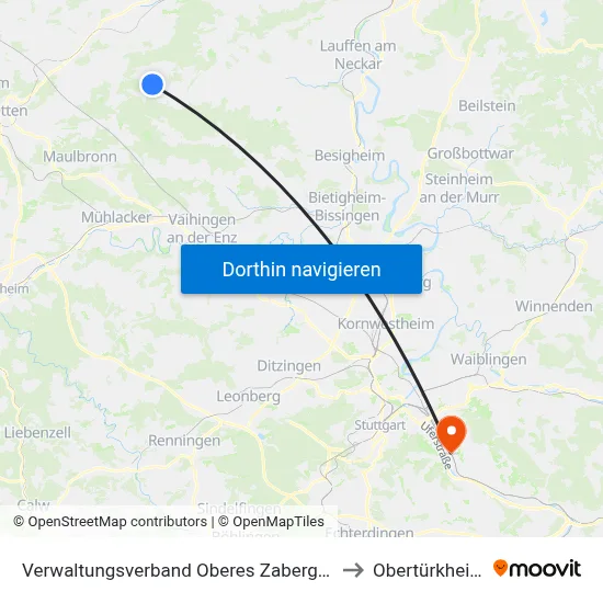 Verwaltungsverband Oberes Zabergäu to Obertürkheim map