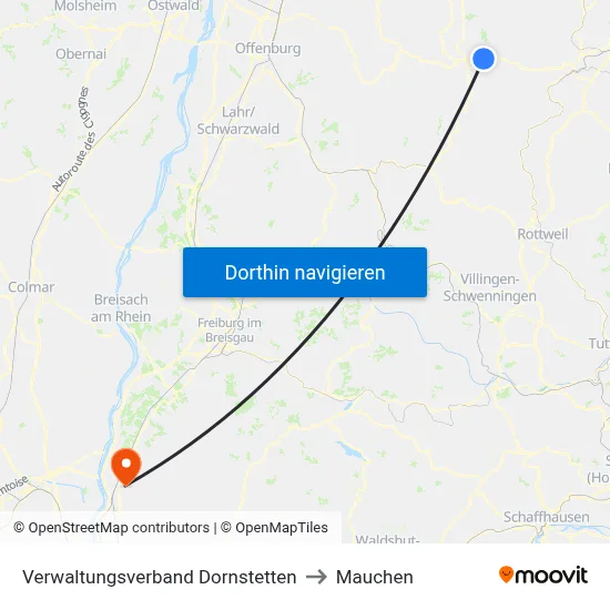 Verwaltungsverband Dornstetten to Mauchen map
