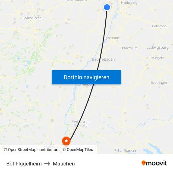 Böhl-Iggelheim to Mauchen map