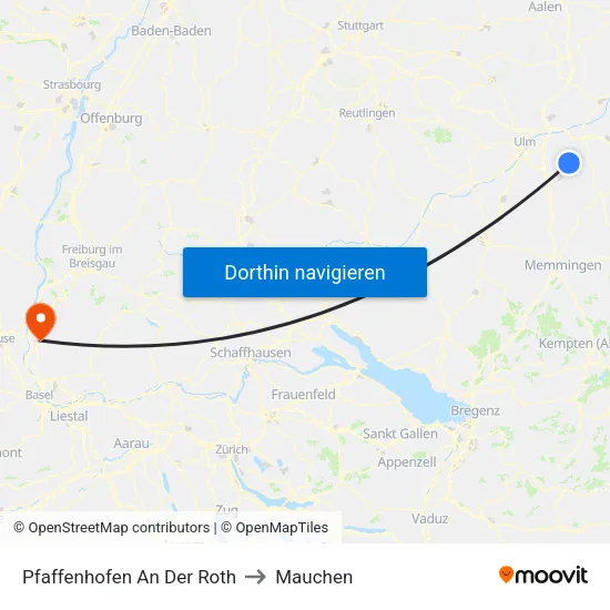 Pfaffenhofen An Der Roth to Mauchen map