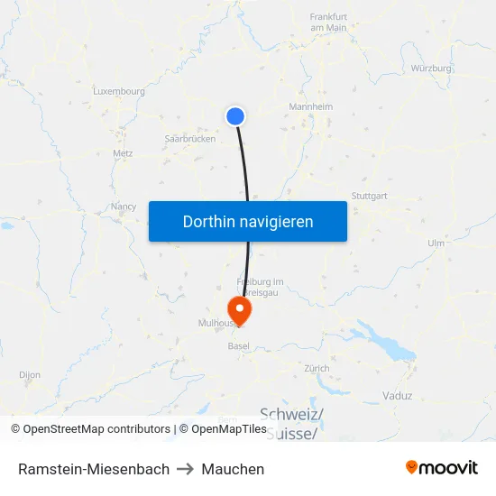 Ramstein-Miesenbach to Mauchen map