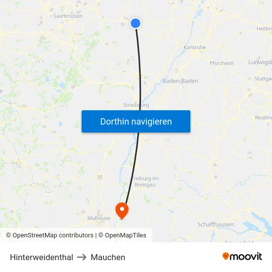 Hinterweidenthal to Mauchen map
