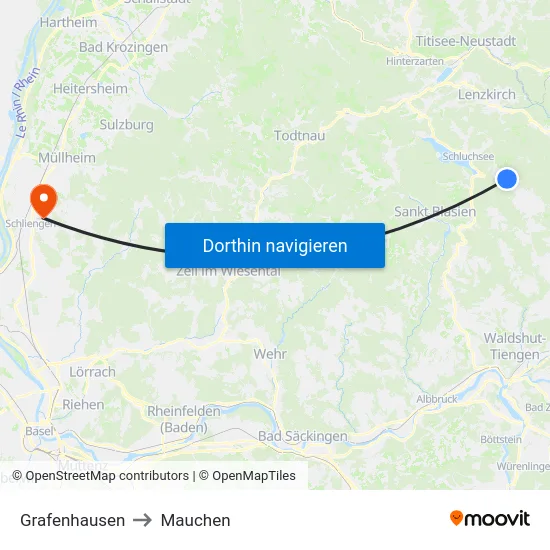 Grafenhausen to Mauchen map