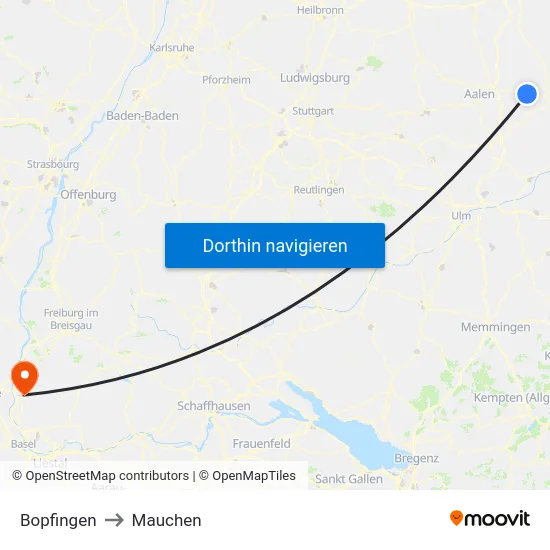 Bopfingen to Mauchen map