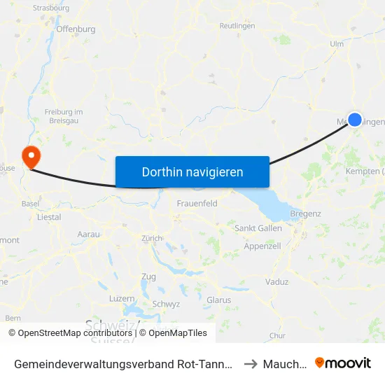 Gemeindeverwaltungsverband Rot-Tannheim to Mauchen map