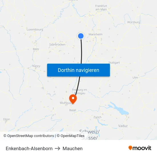 Enkenbach-Alsenborn to Mauchen map