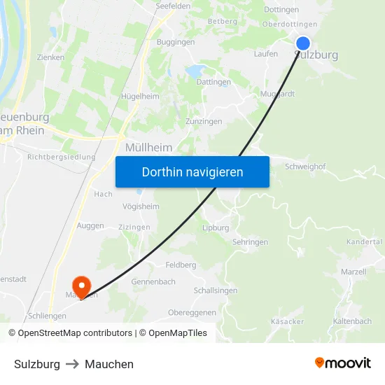 Sulzburg to Mauchen map