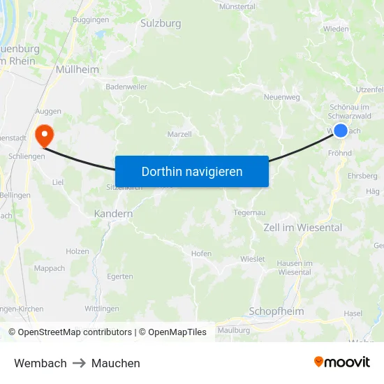 Wembach to Mauchen map
