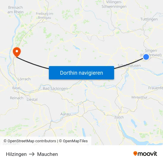 Hilzingen to Mauchen map