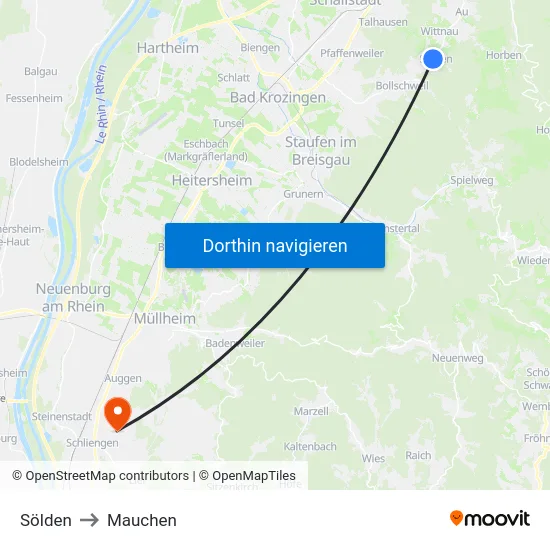 Sölden to Mauchen map
