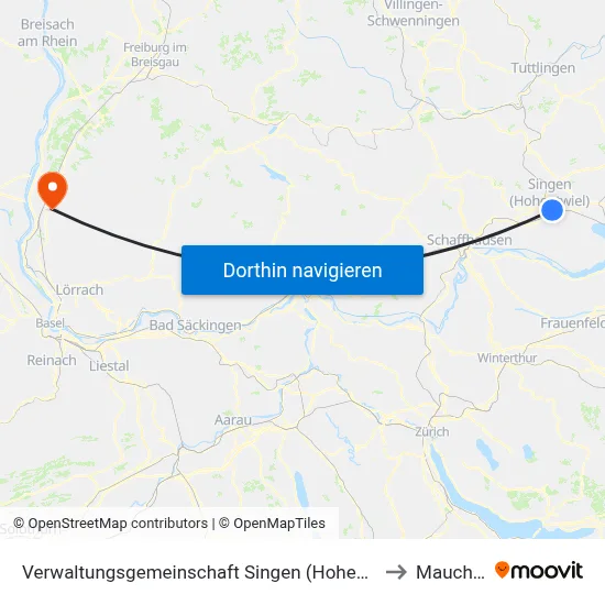 Verwaltungsgemeinschaft Singen (Hohentwiel) to Mauchen map