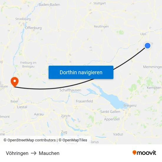 Vöhringen to Mauchen map