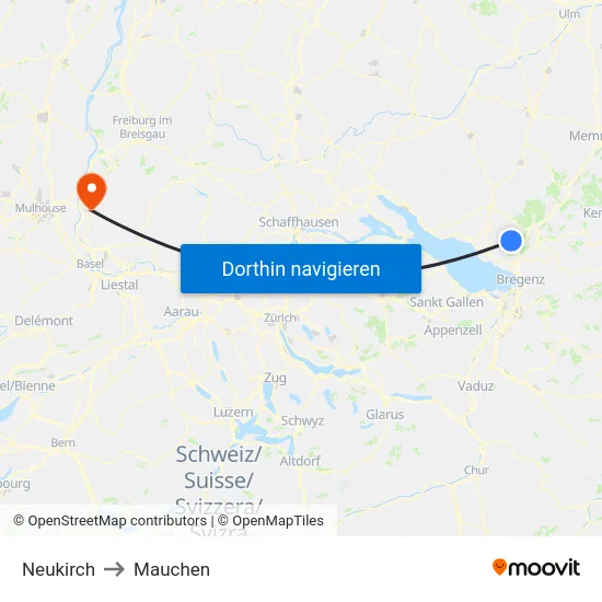 Neukirch to Mauchen map