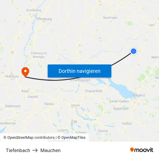 Tiefenbach to Mauchen map
