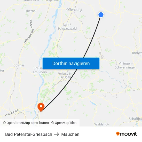 Bad Peterstal-Griesbach to Mauchen map