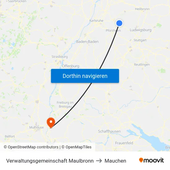 Verwaltungsgemeinschaft Maulbronn to Mauchen map