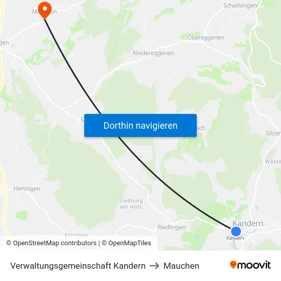 Verwaltungsgemeinschaft Kandern to Mauchen map