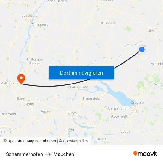 Schemmerhofen to Mauchen map