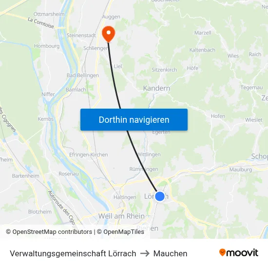 Verwaltungsgemeinschaft Lörrach to Mauchen map