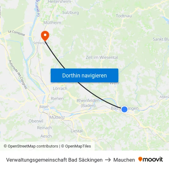 Verwaltungsgemeinschaft Bad Säckingen to Mauchen map