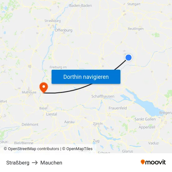 Straßberg to Mauchen map