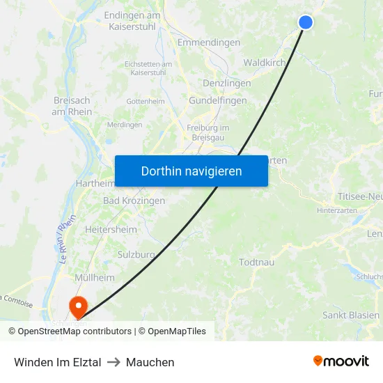 Winden Im Elztal to Mauchen map