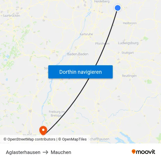 Aglasterhausen to Mauchen map