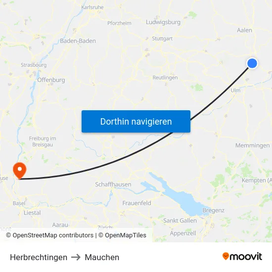 Herbrechtingen to Mauchen map