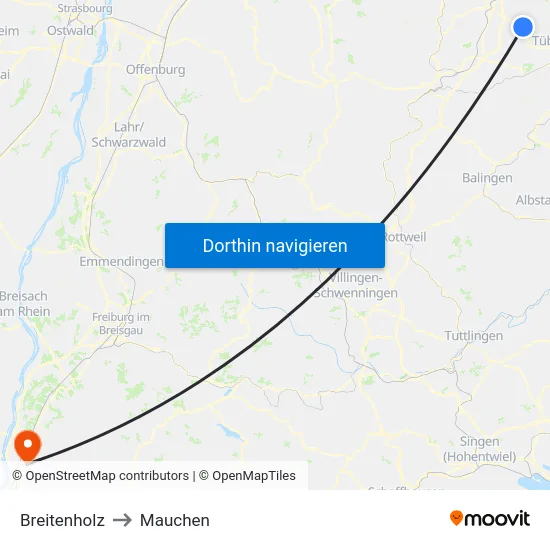 Breitenholz to Mauchen map