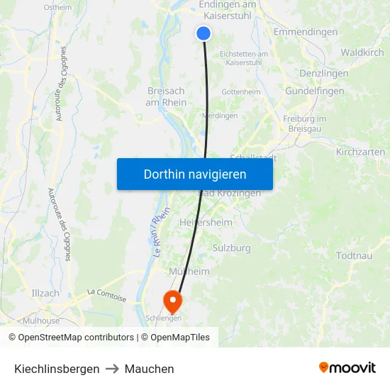 Kiechlinsbergen to Mauchen map
