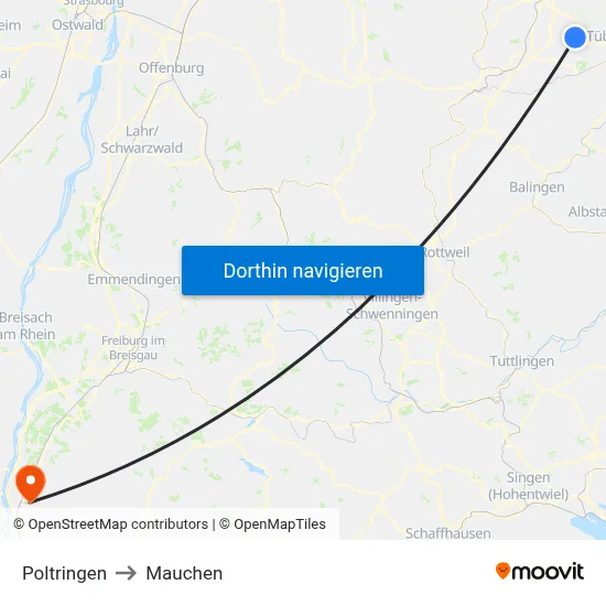 Poltringen to Mauchen map
