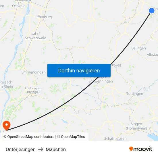 Unterjesingen to Mauchen map