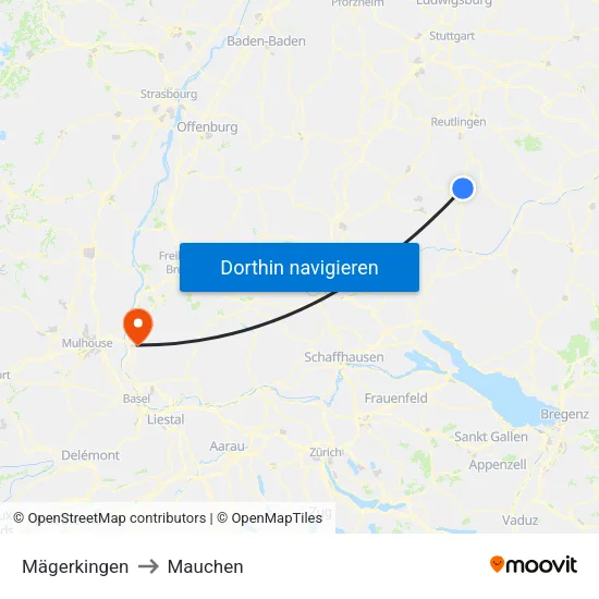 Mägerkingen to Mauchen map