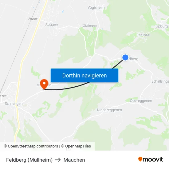 Feldberg (Müllheim) to Mauchen map