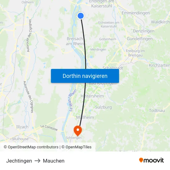 Jechtingen to Mauchen map