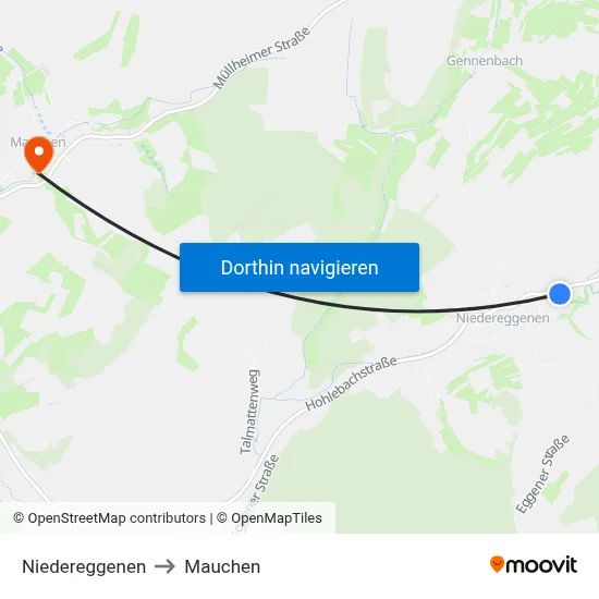 Niedereggenen to Mauchen map