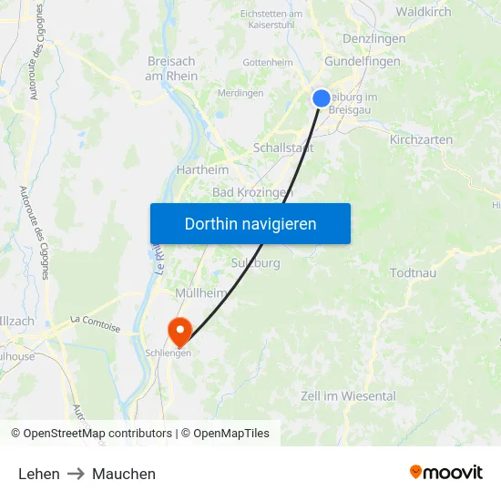 Lehen to Mauchen map