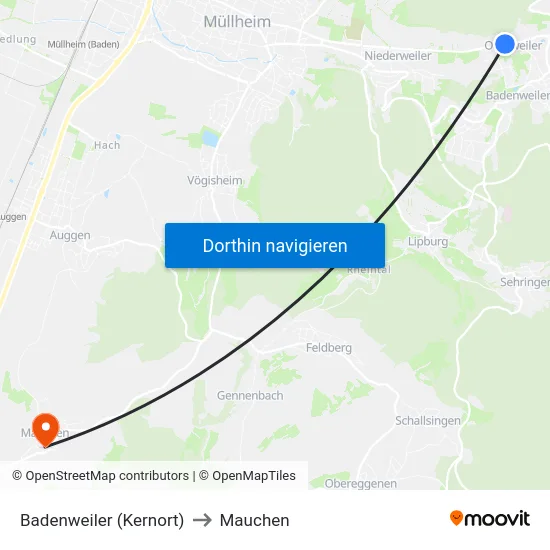 Badenweiler (Kernort) to Mauchen map