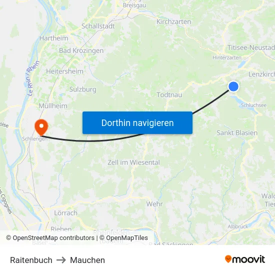 Raitenbuch to Mauchen map